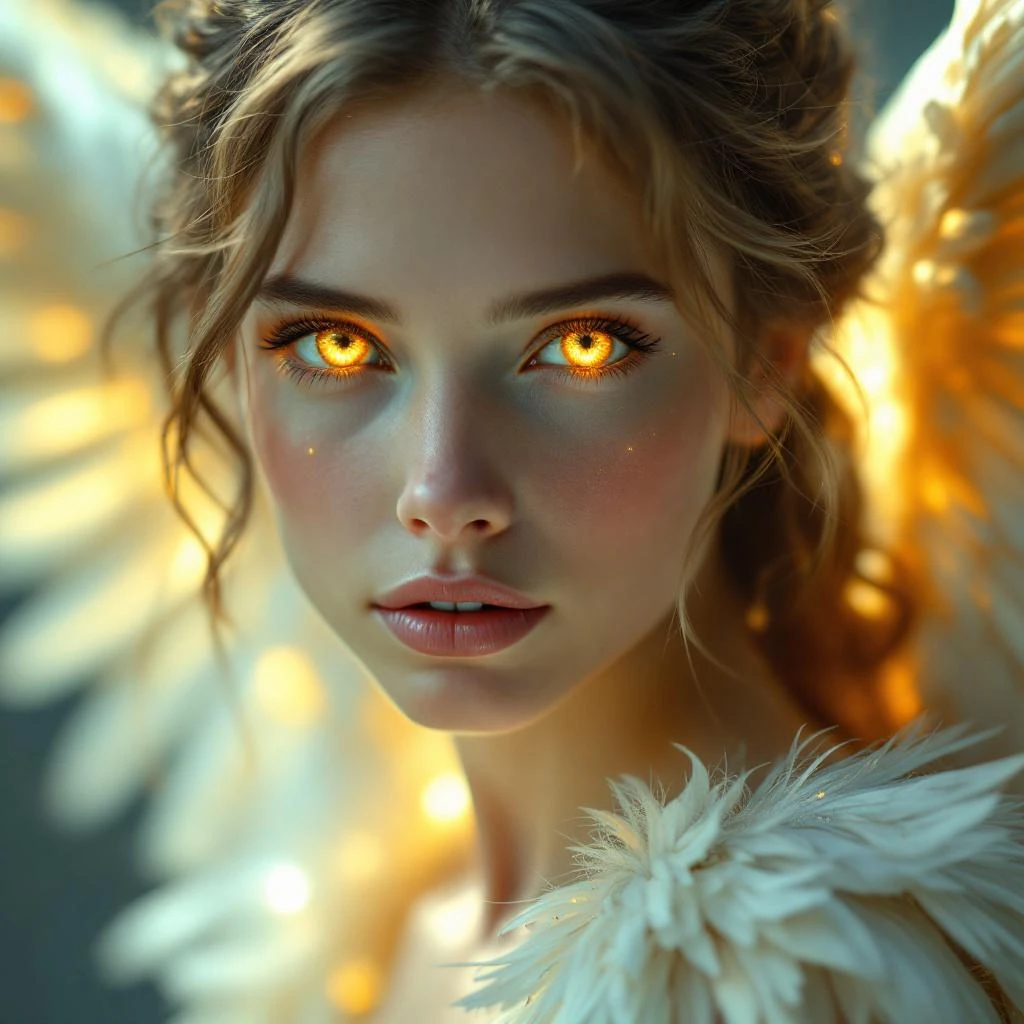 Angel romance character, a fallen angel with shattered golden wings
