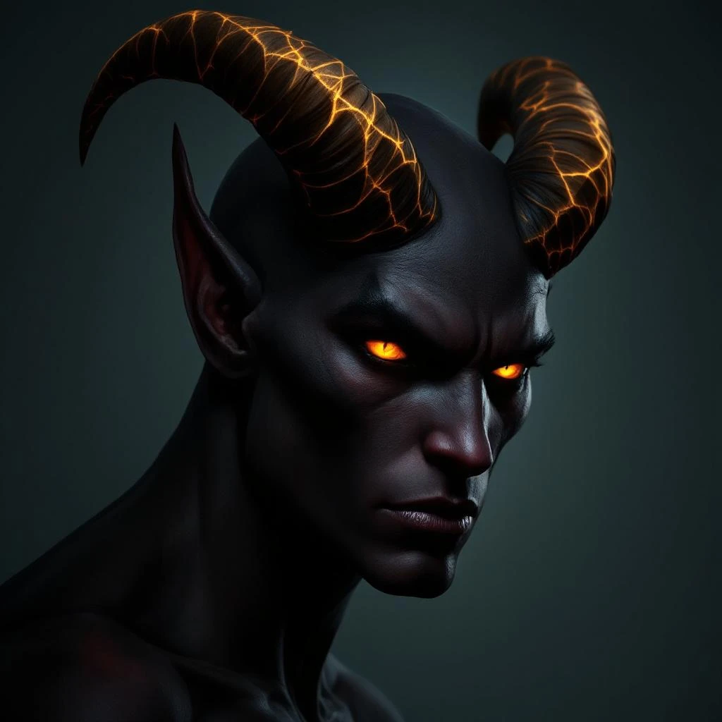 Demon romance character, a tempting demon with dark horns