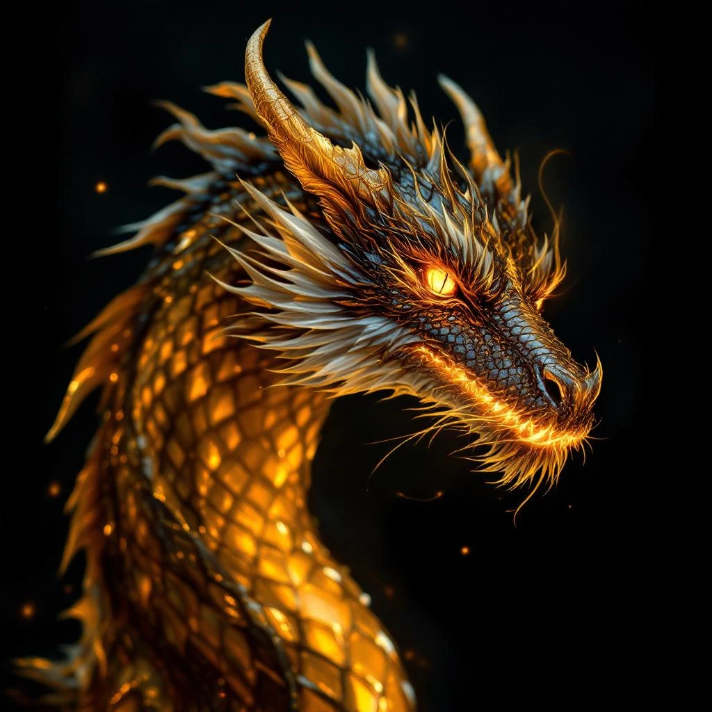 Dragon romance character, a dragon prince with glowing eyes
