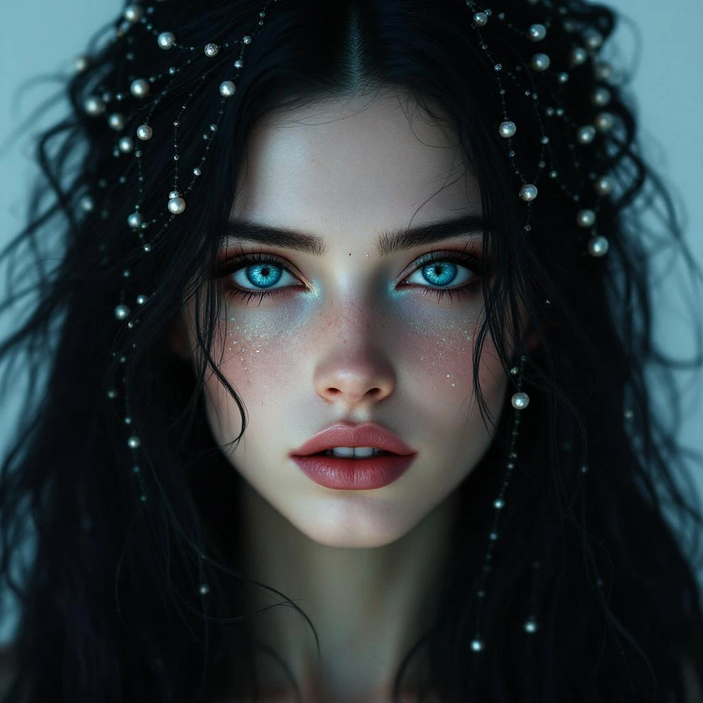 Siren romance character, an alluring siren emerging from ocean waves